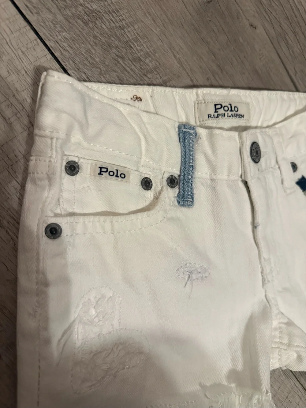 Girls 4t Polo Ralph Lauren White Distressed Denim Shorts NWT
